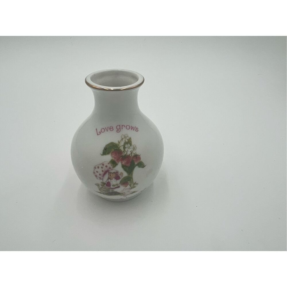 vintage 80s Strawberry Shortcake porcelain mini bud vase American Greetings